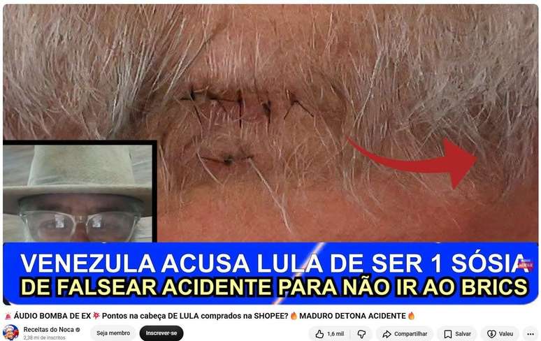 Em v&iacute;deo publicado no dia 27 de outubro de 2024, Noca reproduz teoria de que s&oacute;sia de Lula n&atilde;o teria ido ao Brics para que seu disfarce n&atilde;o fosse descoberto