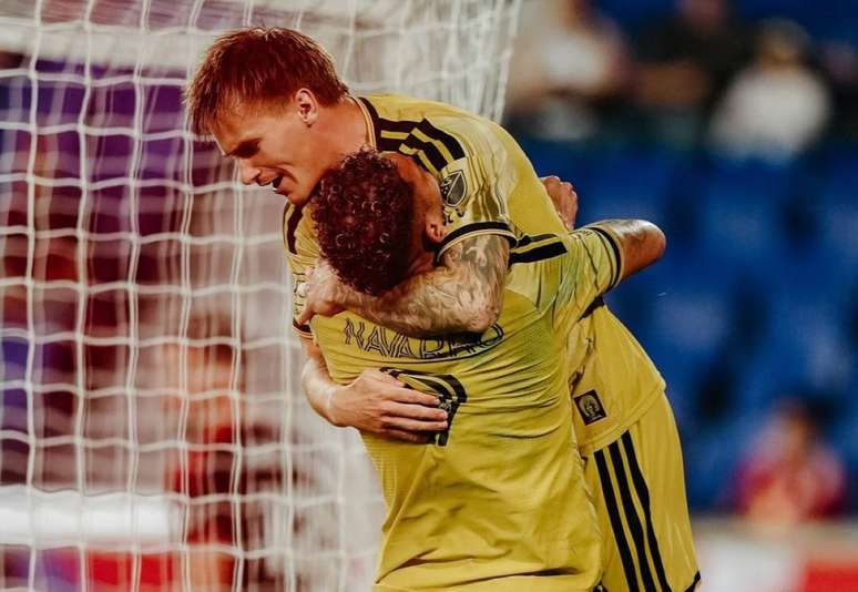 Rafael Navarro comemora um dos gols marcados na MLS &ndash;