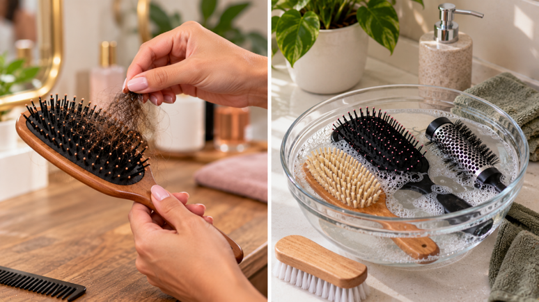 Aprenda como higienizar a escova de cabelo com cuidados diferentes para pl&aacute;stico, madeira e metal, preservando a estrutura e as cerdas.