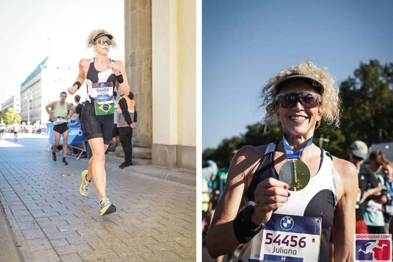 Metros finais e a t&atilde;o desejada medalha da Maratona de Berlim&nbsp;(arquivo pessoal)