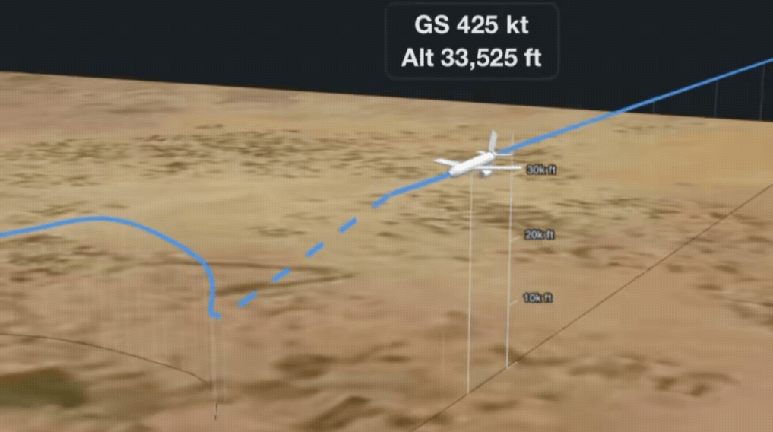 GIF_Trajeto de avi&atilde;o de Israel desviado