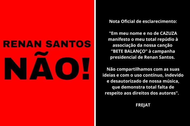 Nota de rep&uacute;dio de Frejat emitida em seu nome, em nome de sua mulher e do cantor Cazuza