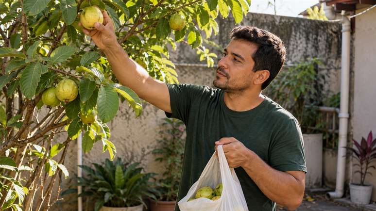 Dois gamb&aacute;s aproveitavam o cano para chegar at&eacute; as frutas.