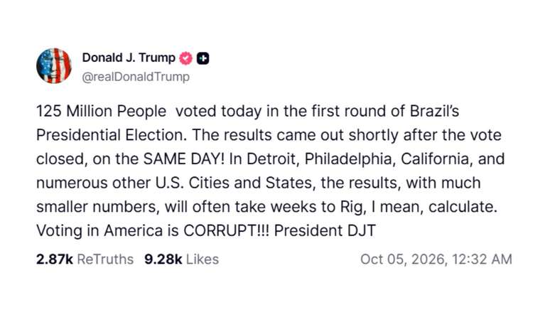Trump corrigiu post e trocou 'India' por 'Brazil' ap&oacute;s algum tempo