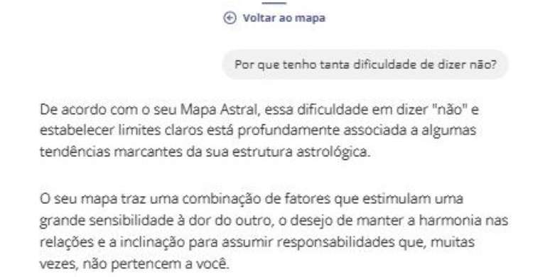 Resposta do Pergunte ao seu Mapa Astral para a pergunta sobre dificuldade de dizer n&atilde;o
