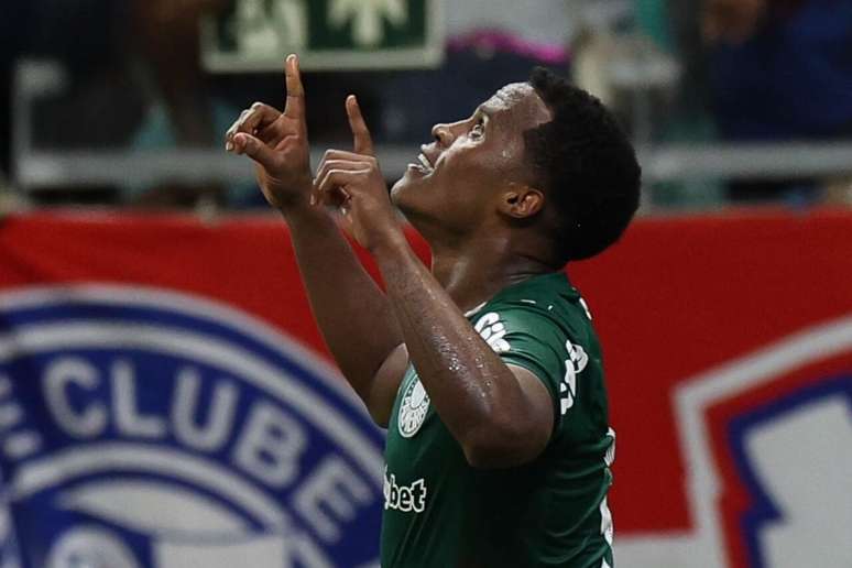 Jhon Arias estufou a rede no duelo entre Bahia e Palmeiras no primeiro turno &ndash;