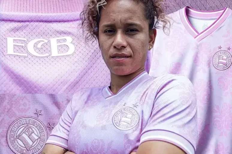 Imagens da camisa rosa do Bahia para marcar o Outubro Rosa &ndash;