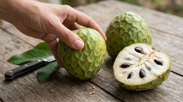 A cherimoia madura cede levemente &agrave; press&atilde;o dos dedos, sem estar mole demais.