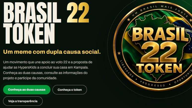 Reprodu&ccedil;&atilde;o do site da Brasil 22 Token
