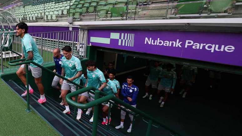 Jogadores do Palmeiras durante treinamento, no Nubank Parque &ndash;