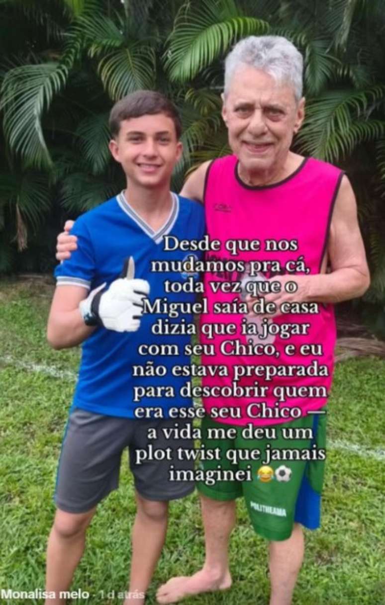 M&atilde;e de Miguel compartilhou registro do filho com Chico Buarque.