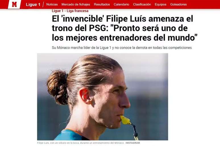 Marca, jornal espanhol, exalta bom in&iacute;cio de trabalho de Filipe Lu&iacute;s no Monaco &ndash;