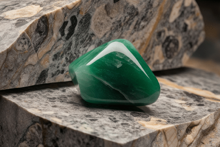 A jade verde &eacute; associada &agrave; sorte, &agrave; sabedoria e &agrave; prosperidade, simbolizando paci&ecirc;ncia e decis&otilde;es conscientes 