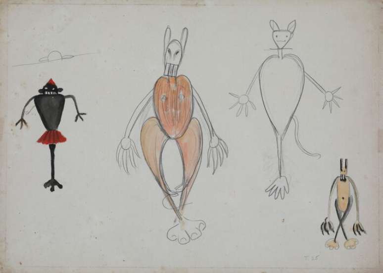 Tarsila do Amaral. 'Saci e tr&ecirc;s estudos de bichos', 1925.