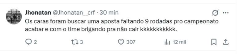 rea&ccedil;&otilde;es de torcedores no X