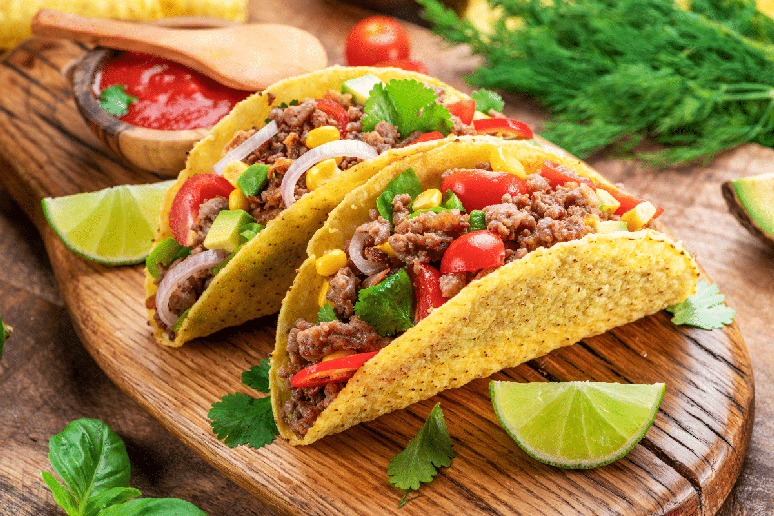 Tacos de carne mo&iacute;da 