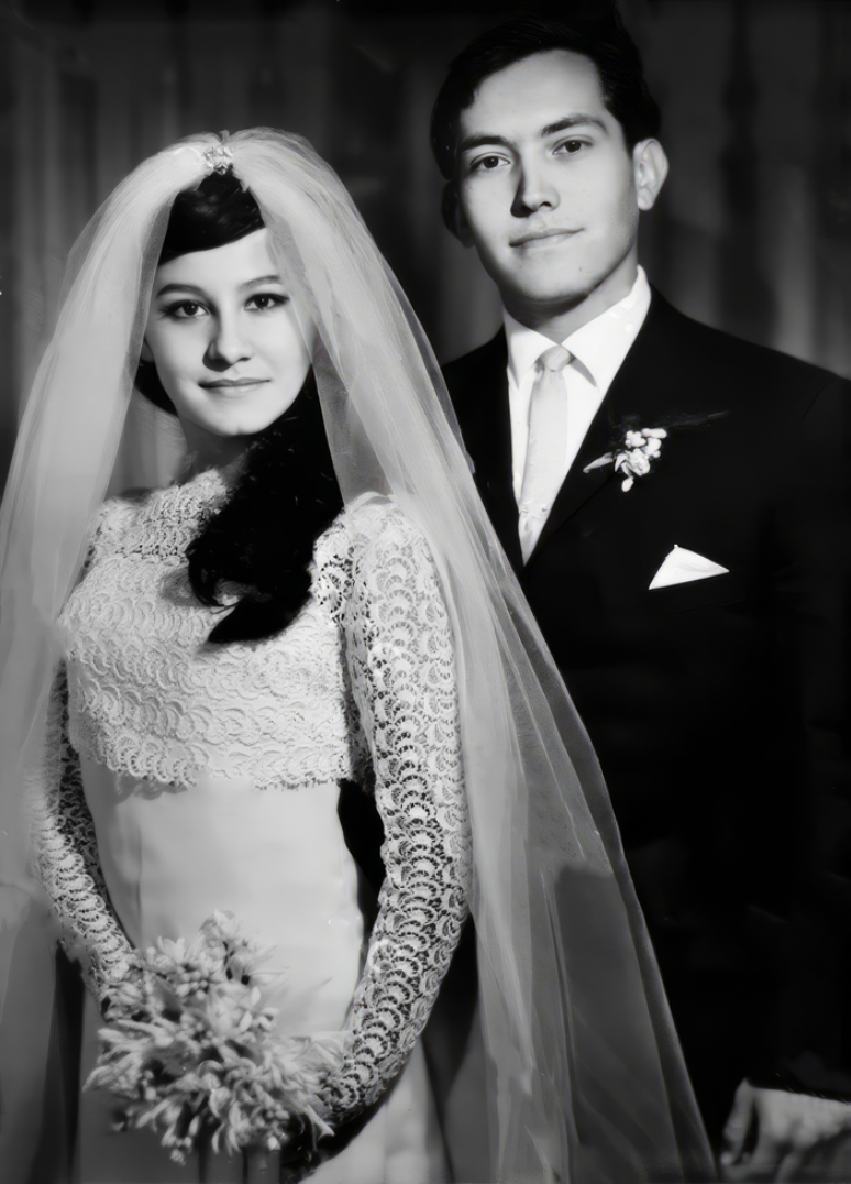 Eugenia e Rodolfo, pais de Consuelo Walss-Bass, no dia do seu casamento