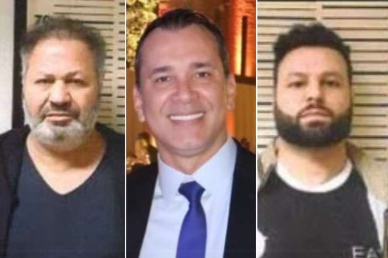 O advogado Patrick Raasch Cardoso (ao centro), Nicola Assisi (&agrave; esq.) e Patrick Assisi (&agrave; dir.)