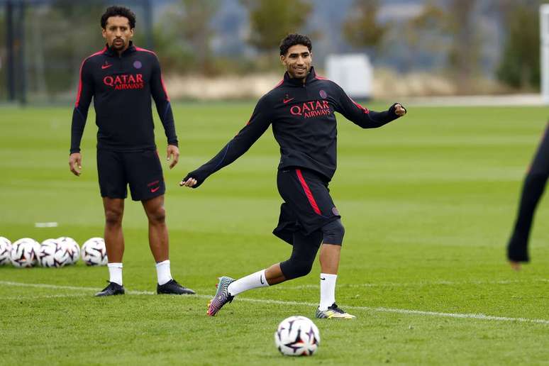 Jogadores do PSG durante treinamento da equipe &ndash;