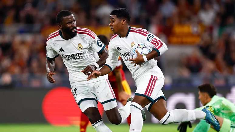 Endrick participou de dois gols do Real Madrid na vit&oacute;ria sobre a Roma &ndash;