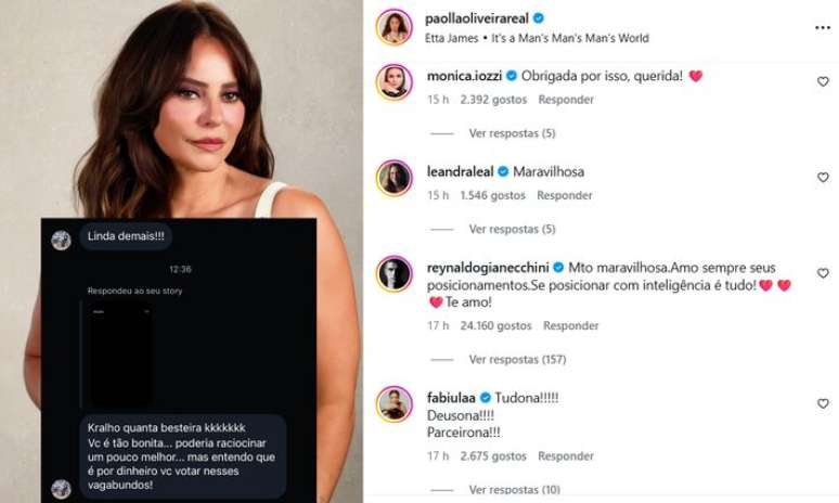 Personalidades apoiaram Paolla Oliveira ap&oacute;s o desabafo
