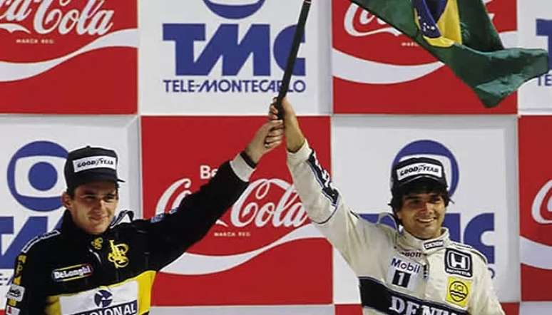 Piquet e Senna durante o GP do Brasil de 1986