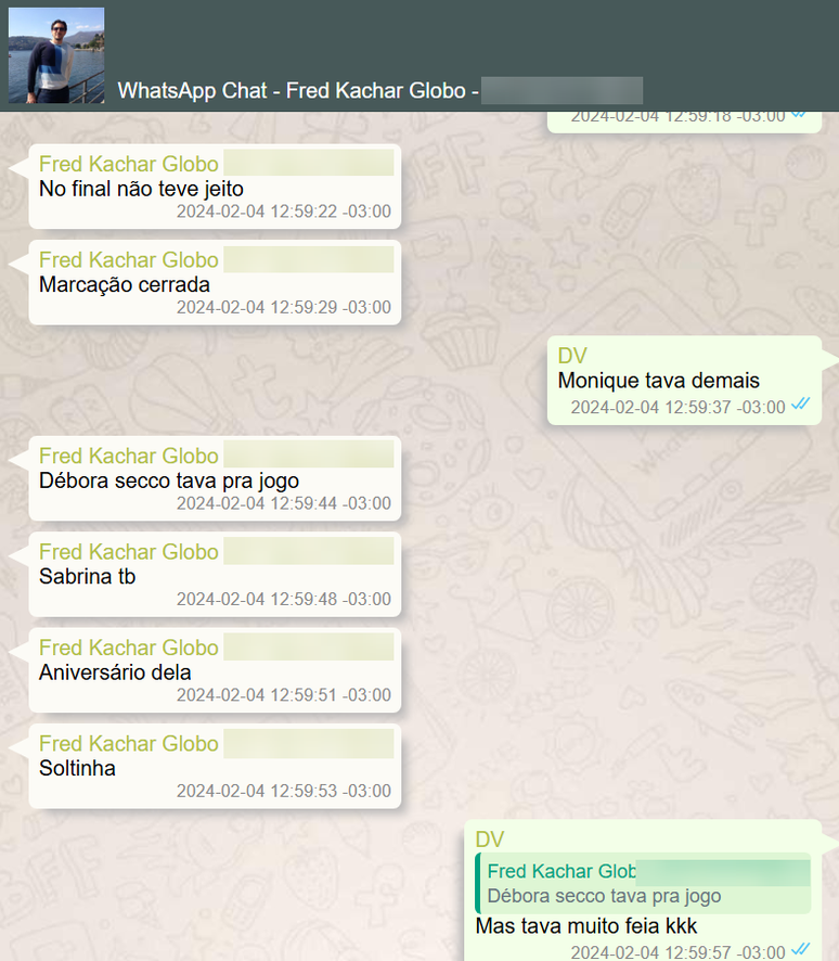 Conversas entre o ex-diretor-geral de M&iacute;dia Impressa e R&aacute;dios do Grupo Globo, Frederic Kachar, e o ex-banqueiro Daniel Vorcaro