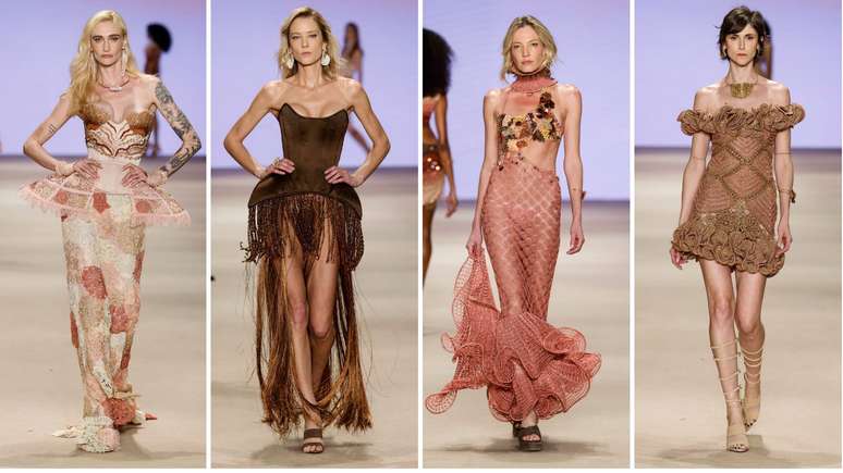 Vivi Orth, Gianne Albertoni, Barbara Berg e Daiane Conterato no desfile da Ammi 
