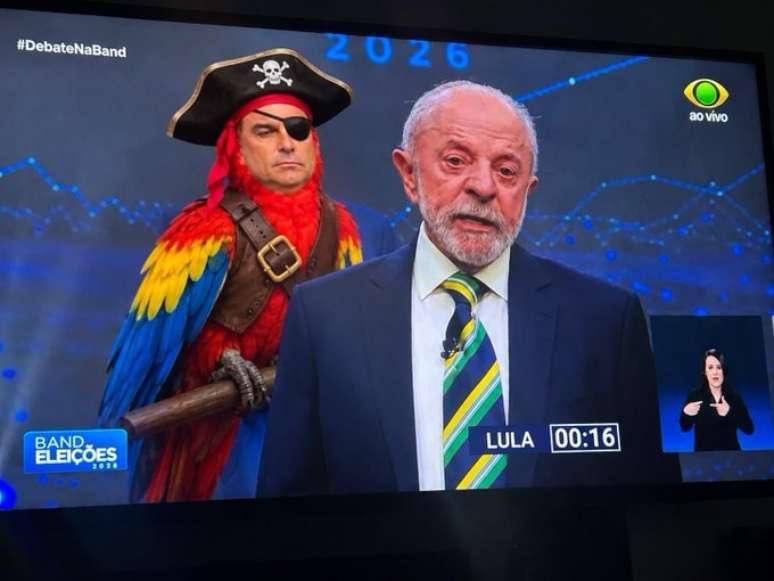 Meme mostra Fl&aacute;vio Bolsonaro (PL) como 'papagaio de pirata' de Lula
