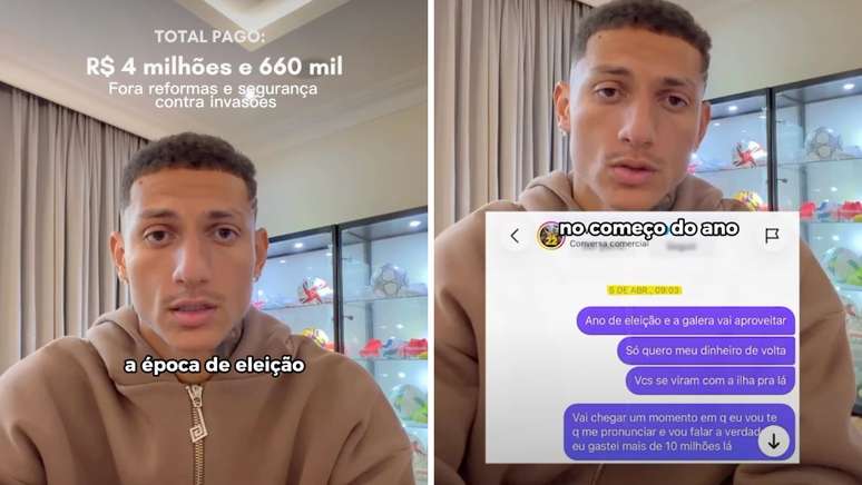 Richarlison mostra documentos que comprovariam compra de mans&atilde;o em ilha no RJ