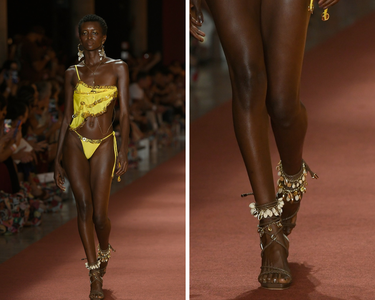 Desfile Amir Slama com sand&aacute;lia Luz da Lua 