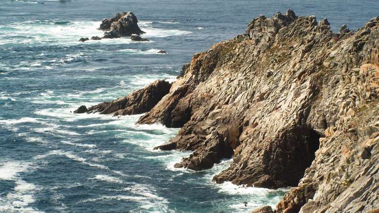 Vista da costa atl&acirc;ntica, Finisterre, Bretanha, Fran&ccedil;a.