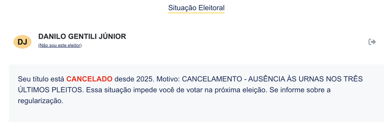 Danilo Gentili est&aacute; com t&iacute;tulo de eleitor cancelado