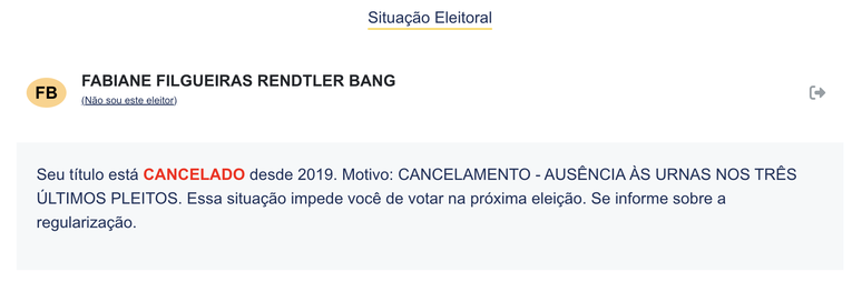 Fabi Bang est&aacute; com t&iacute;tulo de eleitor cancelado