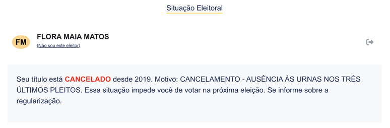 Flora Matos est&aacute; com t&iacute;tulo de eleitor cancelado