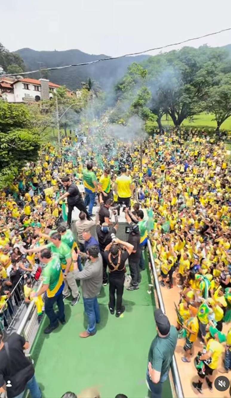 Ato em apoio a Fl&aacute;vio Bolsonaro (PL), candidato &agrave; Presid&ecirc;ncia da Rep&uacute;blica, em Belo Horizonte.