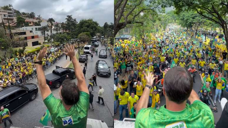 Apoiadores de Fl&aacute;vio fazem motociata e outros seguem a p&eacute; durante ato em BH