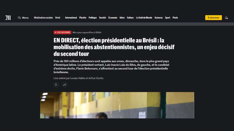 Le Monde: AO VIVO, Elei&ccedil;&otilde;es presidenciais brasileiras: mobiliza&ccedil;&atilde;o de absten&ccedil;&otilde;es, fator decisivo no segundo turno