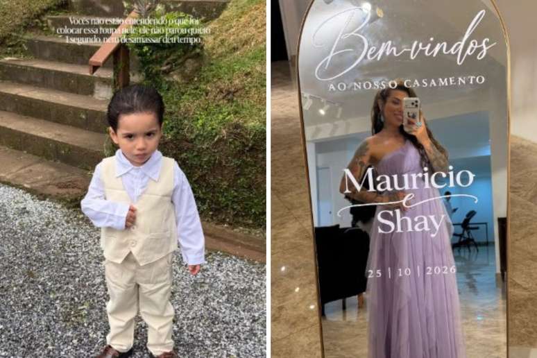 Filho de Petra, neto de Maur&iacute;cio | Petra posa com decora&ccedil;&atilde;o da festa