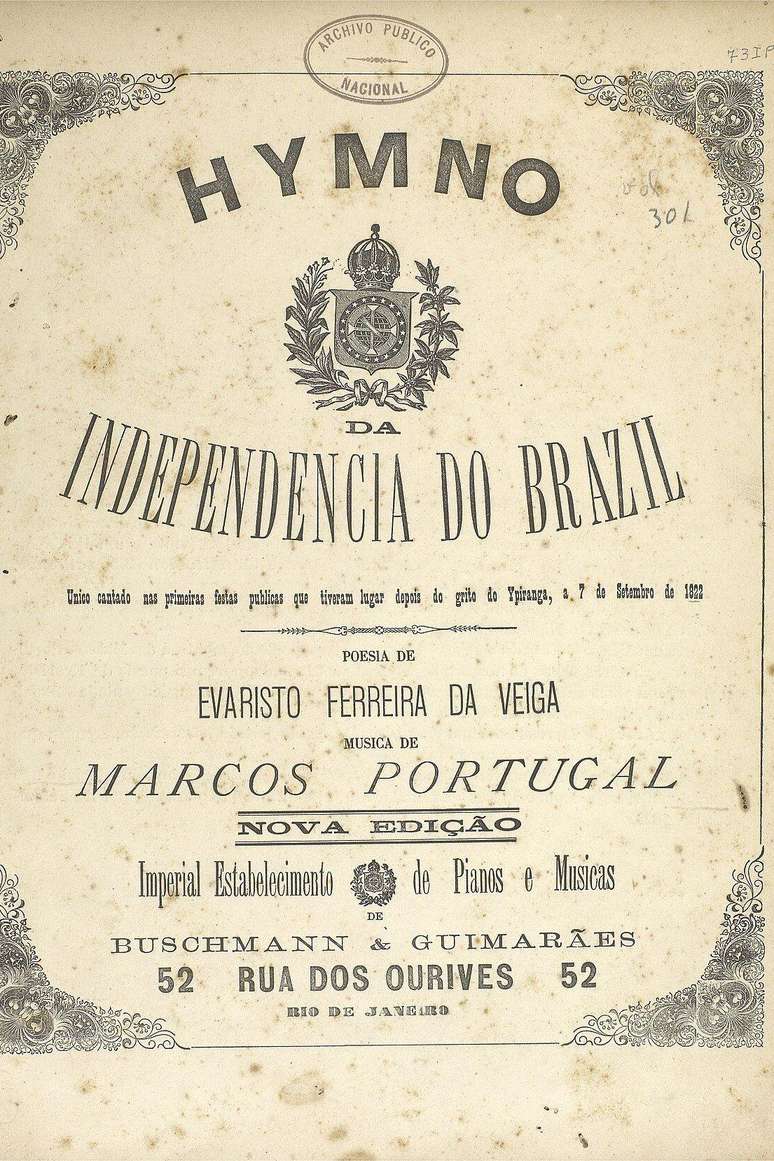 Livreto do Hino da Independ&ecirc;ncia sob a guarda do Arquivo Nacional