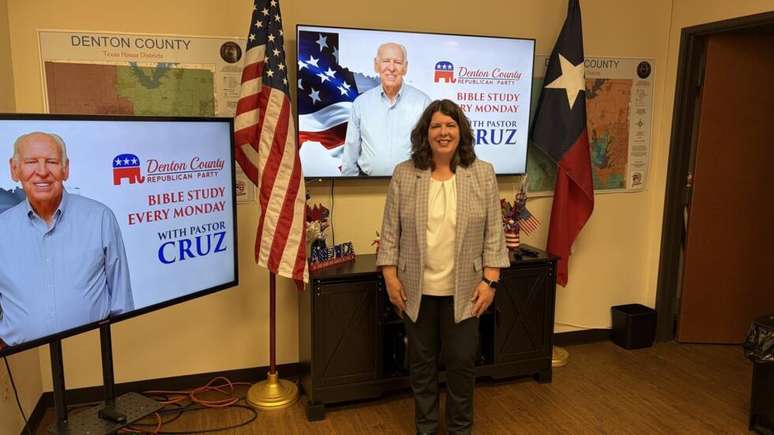 A l&iacute;der do Partido Republicano de Denton, Melinda Preston, em 22 de outubro de 2026.