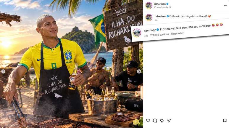 Richarlison zoa&nbsp; e Neymar responde.