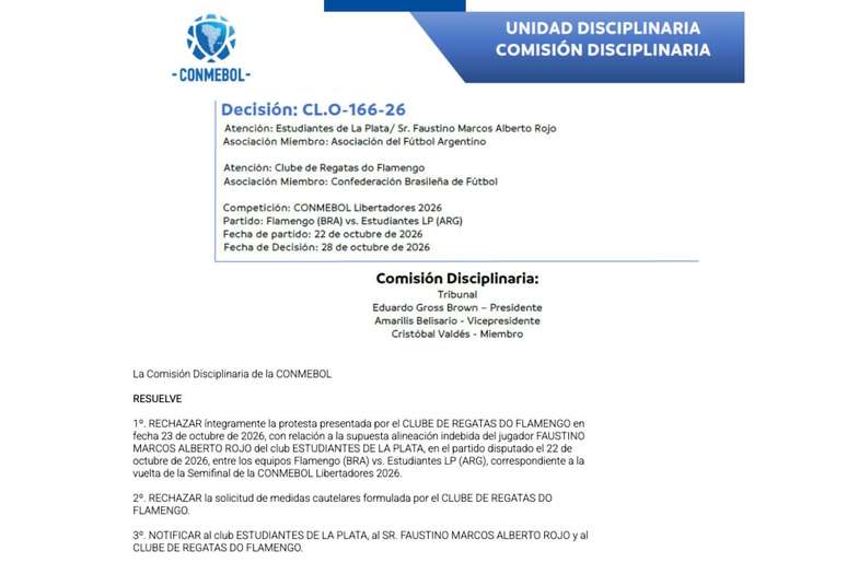 Veja a decis&atilde;o da Conmebol sobre pedido do Flamengo na Libertadores &ndash;
