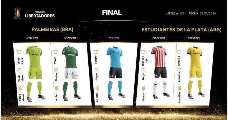 Uniformes de Palmeiras e Estudiantes para decis&atilde;o da Libertadores &ndash;