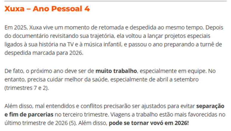 Trecho da previs&atilde;o para Xuxa
