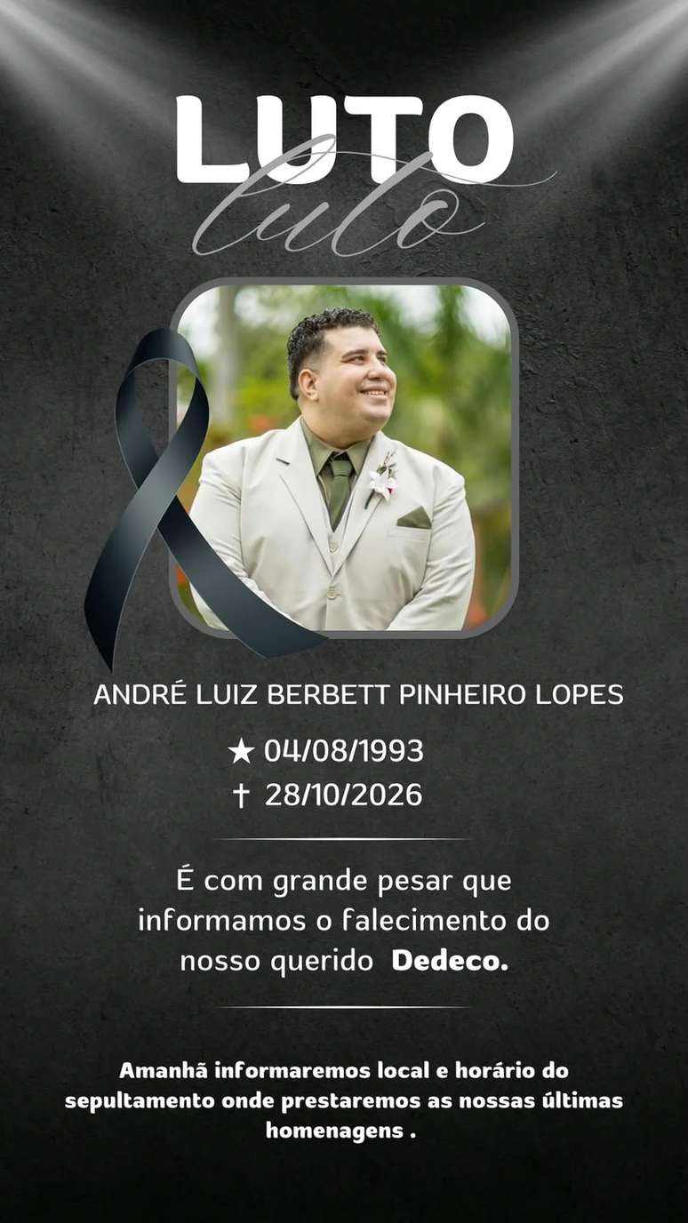 Morte de Dedeco foi confirmada por esposa nas redes sociais