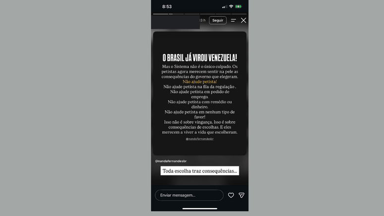 "Toda escolha traz consequ&ecirc;ncias&hellip;", escreveu a cardiologista