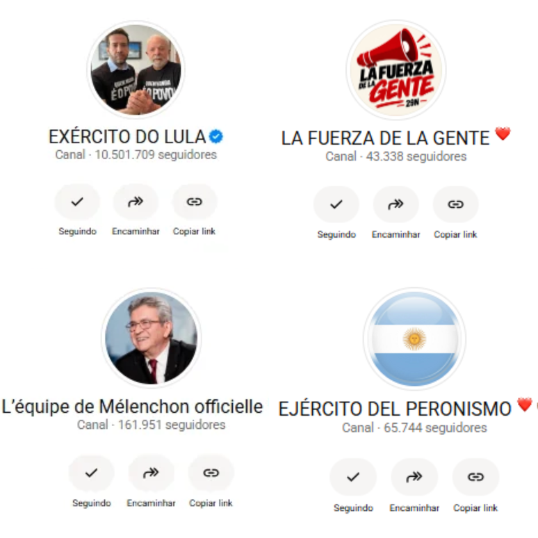 Inspirados no 'Ex&eacute;rcito do Lula', ativistas estrangeiros alinhados &agrave; esquerda criaram canais de divulga&ccedil;&atilde;o e mobiliza&ccedil;&atilde;o de apoiadores no WhatsApp