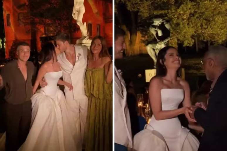 Juliette e Kaique cumprimentam padrinhos