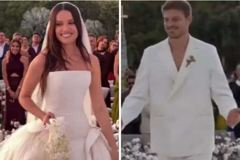 Juliette e Kaique chegam ao local da cerim&ocirc;nia